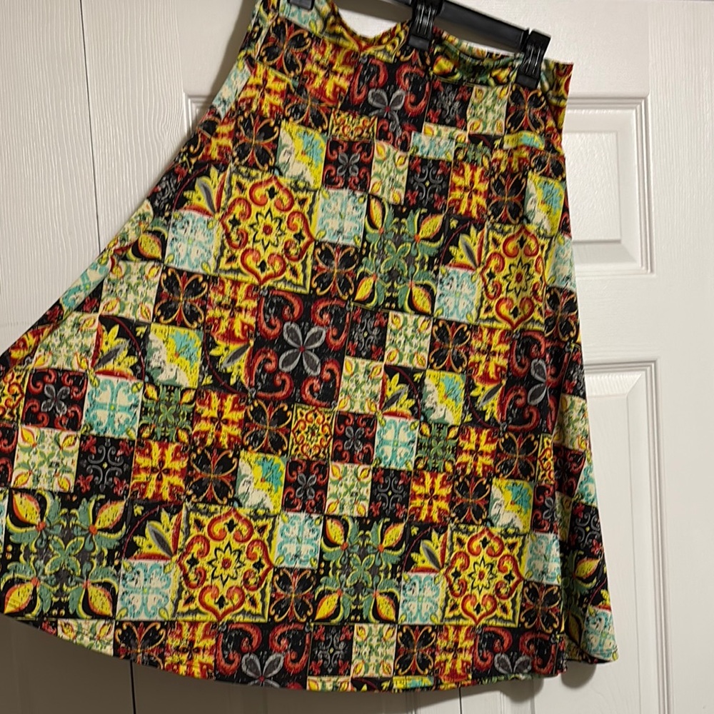 LuLaRoe A-Line Skirt with Vibrant Mosaic Pattern